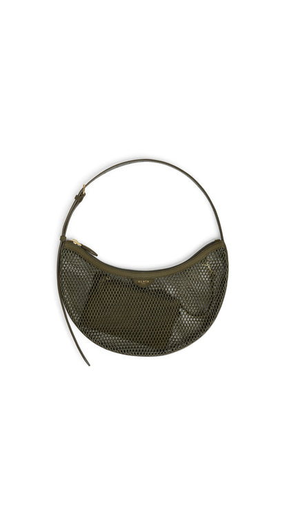 Alaïa One Piece Demi Lune Bag In Fishnet And Suede