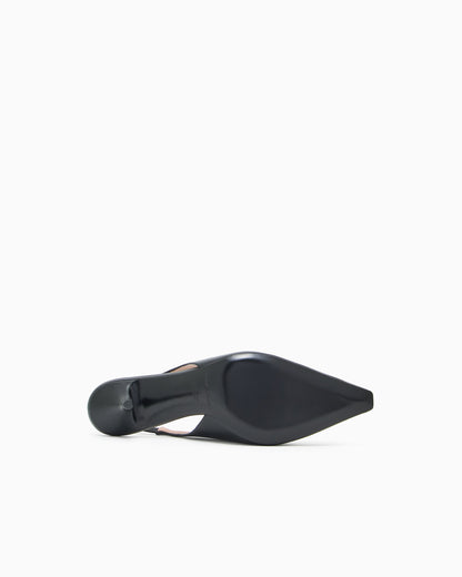 Emporio Armani Nappa-Leather Slingback Court Shoes With Eagle Plate Black
