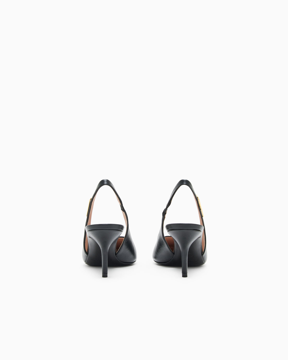 Emporio Armani Nappa-Leather Slingback Court Shoes With Eagle Plate Black