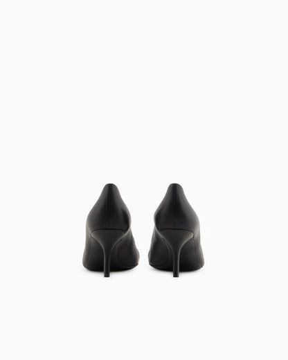 Emporio Armani Nappa-Leather Court Shoes With Eagle Plate Black
