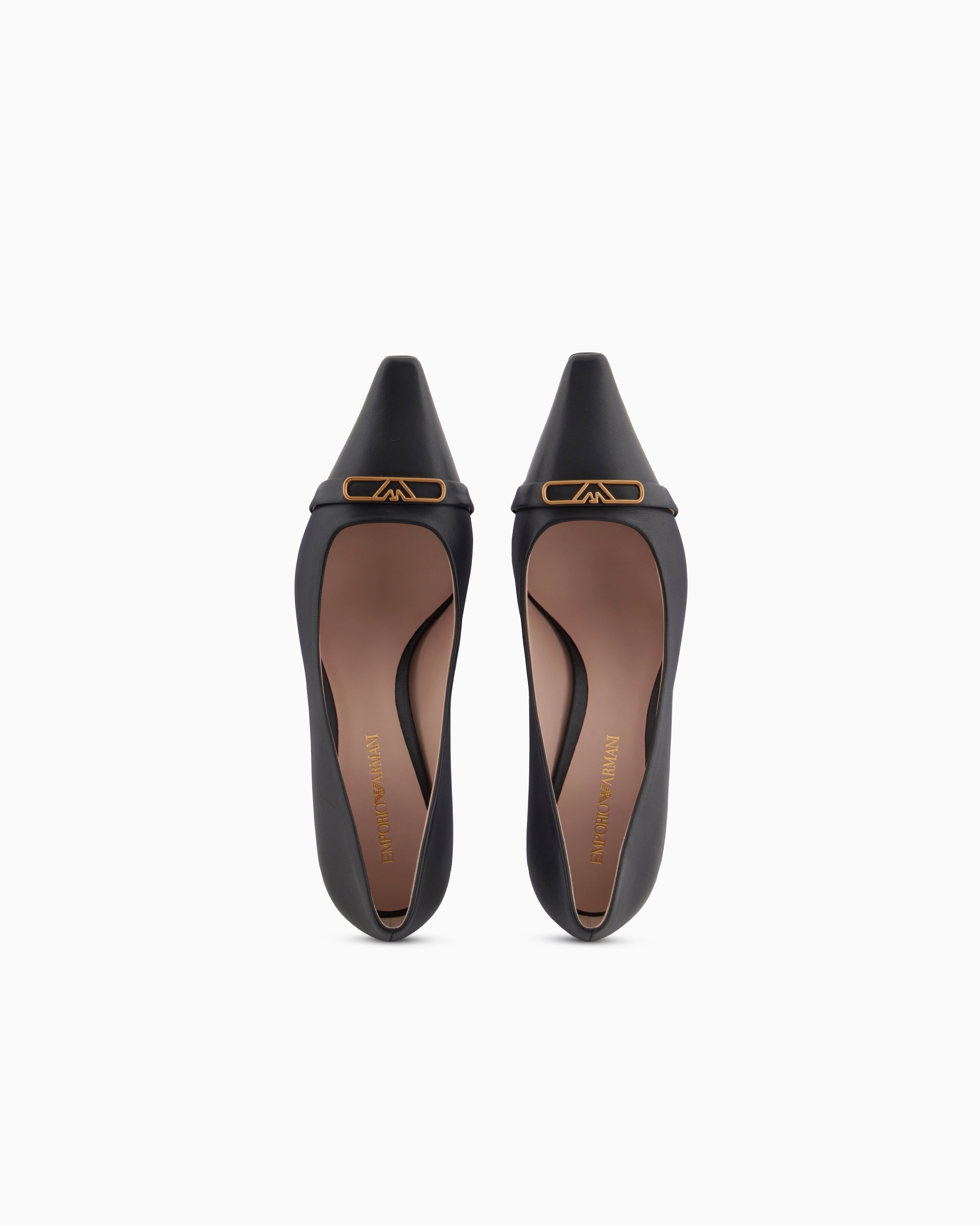 Emporio Armani Nappa-Leather Court Shoes With Eagle Plate Black