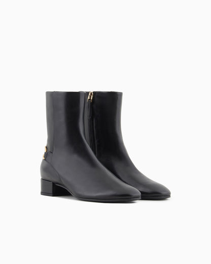 Emporio Armani Nappa-Leather Ankle Boots With An Eagle Plate Black