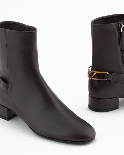 Emporio Armani Nappa-Leather Ankle Boots With An Eagle Plate Brown