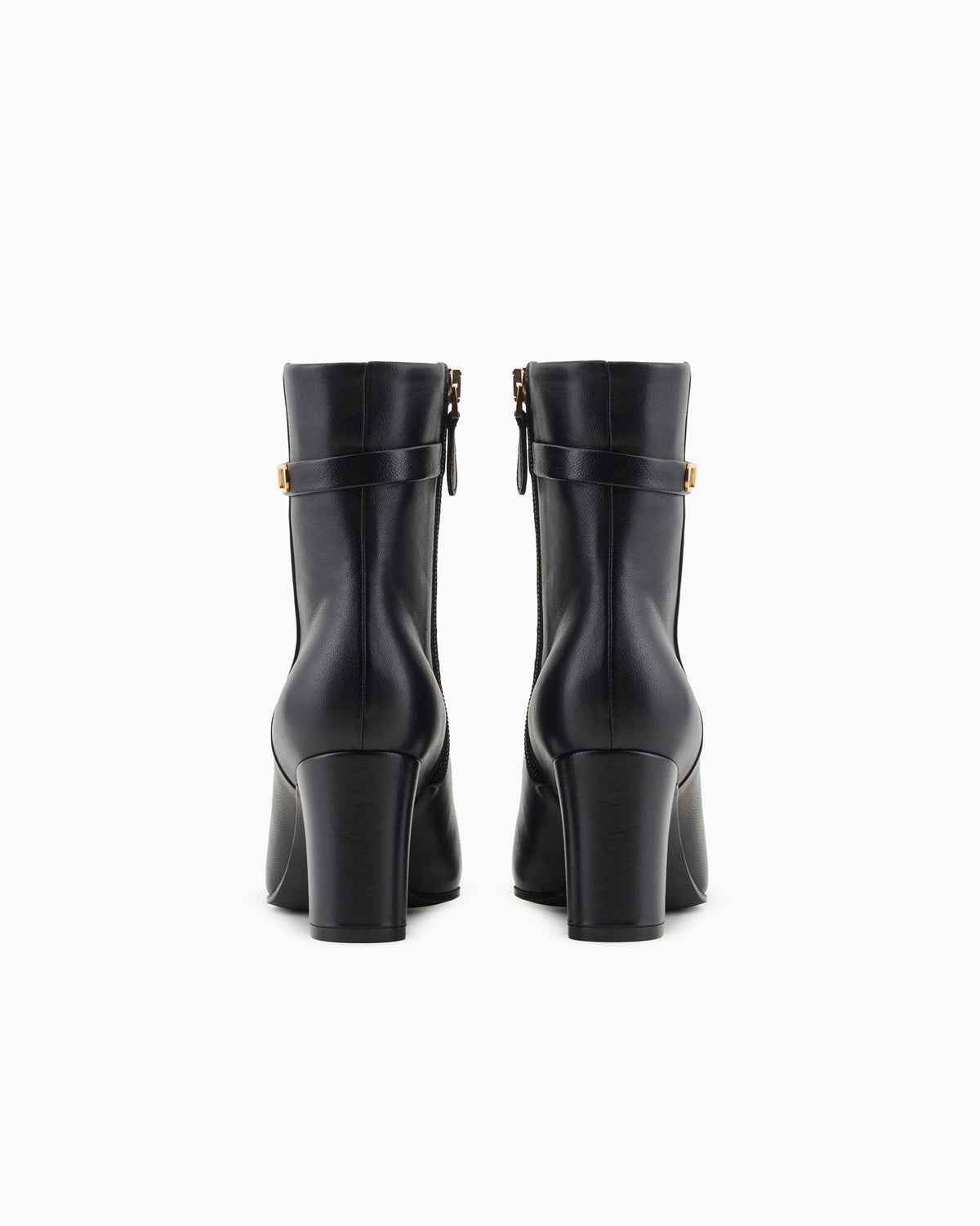 Emporio Armani Nappa-Leather High-Heeled Ankle Boots With Eagle Plate Black