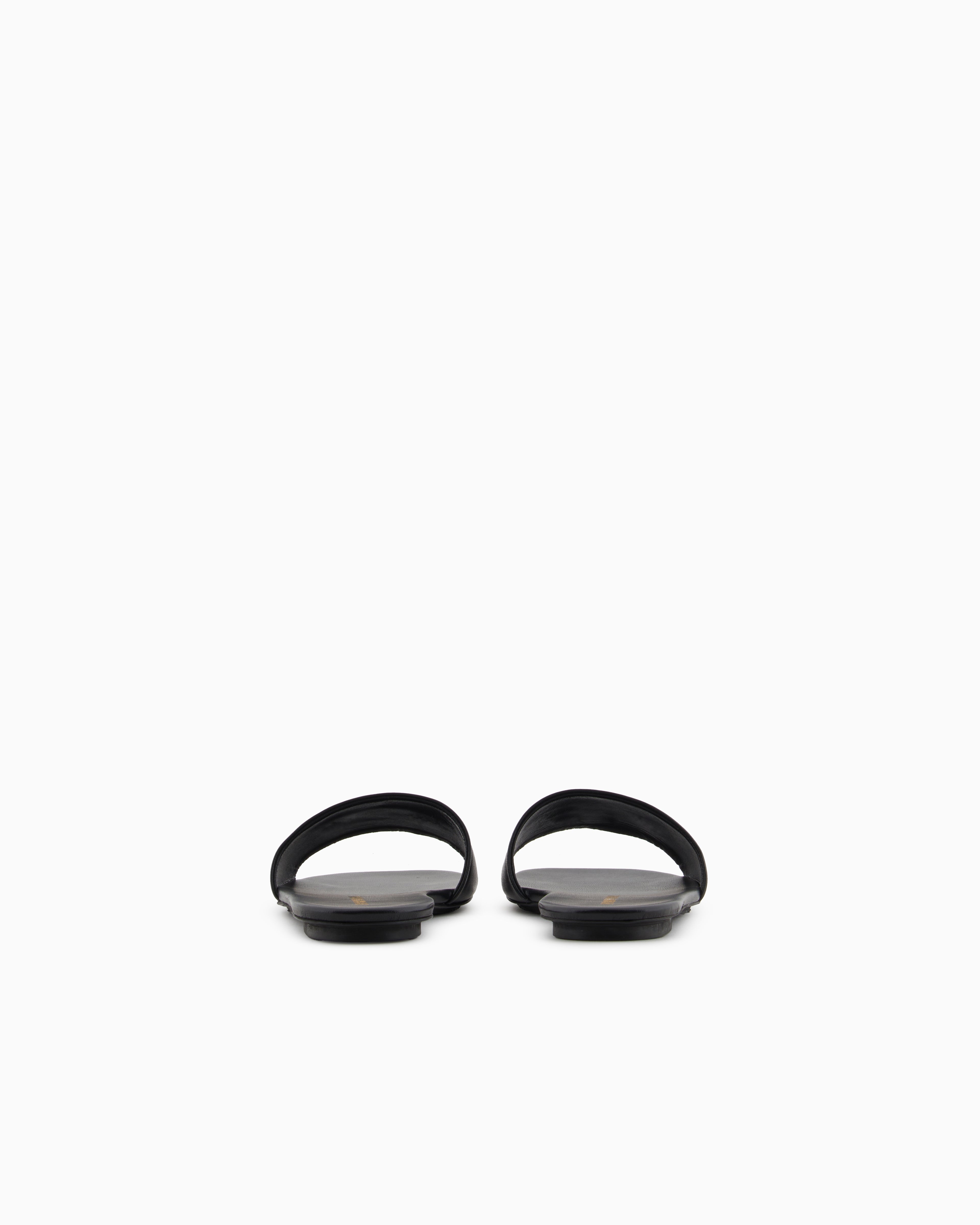 Emporio Armani Nappa-Leather Sandals With Eagle Plate Black