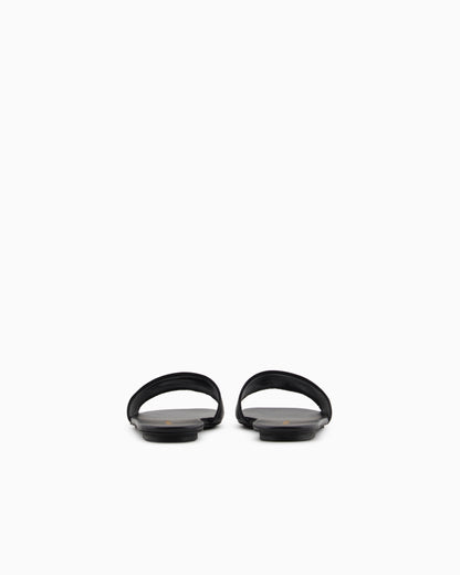 Emporio Armani Nappa-Leather Sandals With Eagle Plate Black