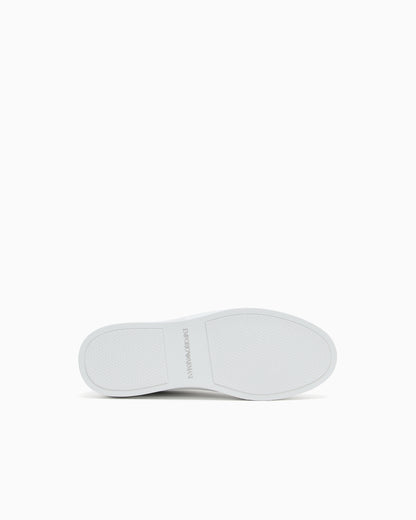 Emporio Armani Leather Sneakers With Logo White