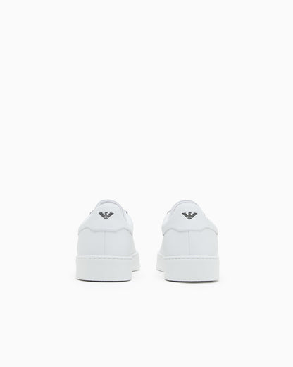 Emporio Armani Leather Sneakers With Logo White
