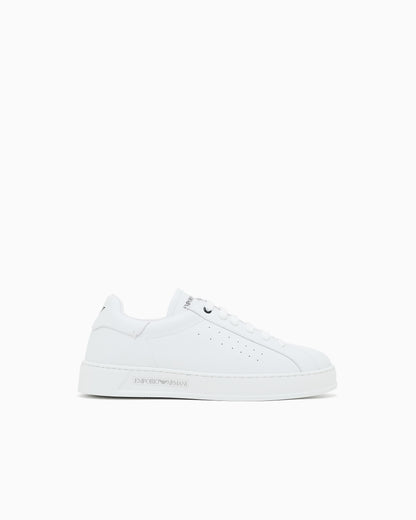 Emporio Armani Leather Sneakers With Logo White