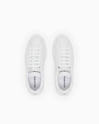 Emporio Armani Leather Sneakers With Logo White