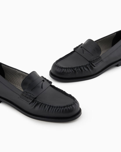 Emporio Armani Smooth Leather Loafers Black
