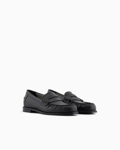 Emporio Armani Smooth Leather Loafers Black