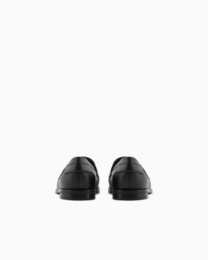 Emporio Armani Smooth Leather Loafers Black
