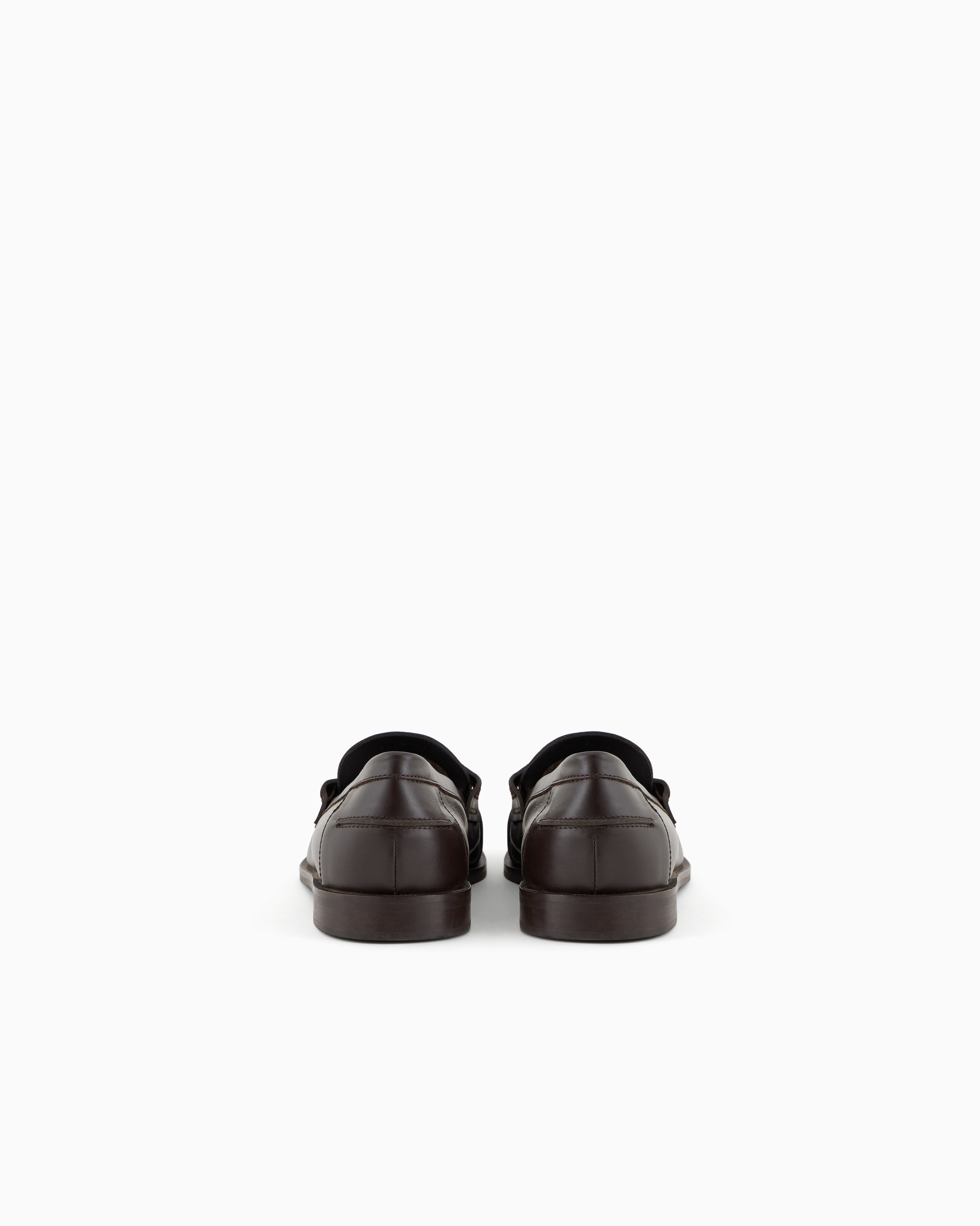 Emporio Armani Smooth Leather Loafers Brown