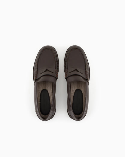 Emporio Armani Smooth Leather Loafers Brown