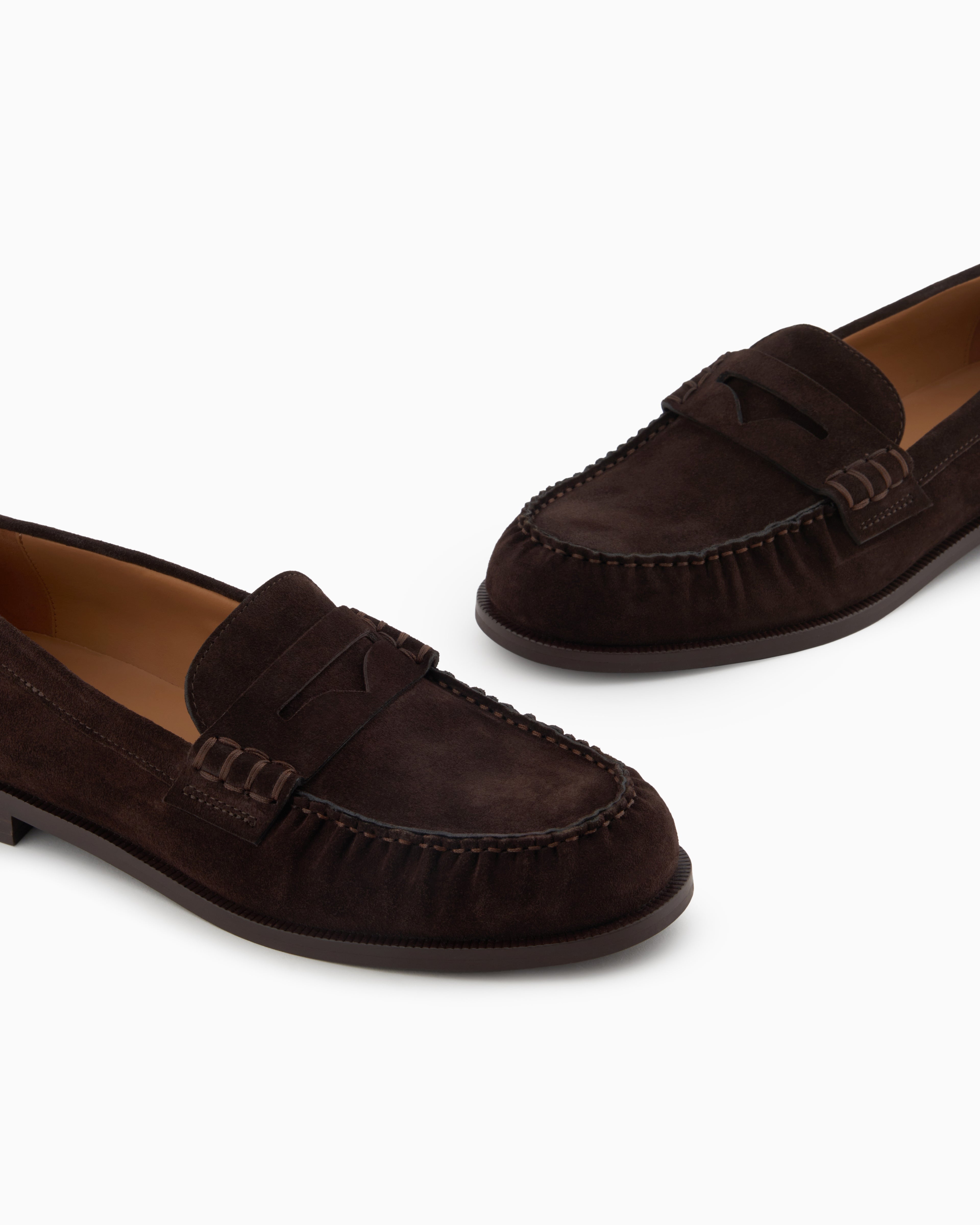 Emporio Armani Suede Loafers Brown