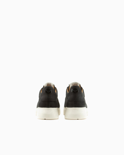 Emporio Armani Sneaker With Knurled Soles In Nubuck Leather Essential Black