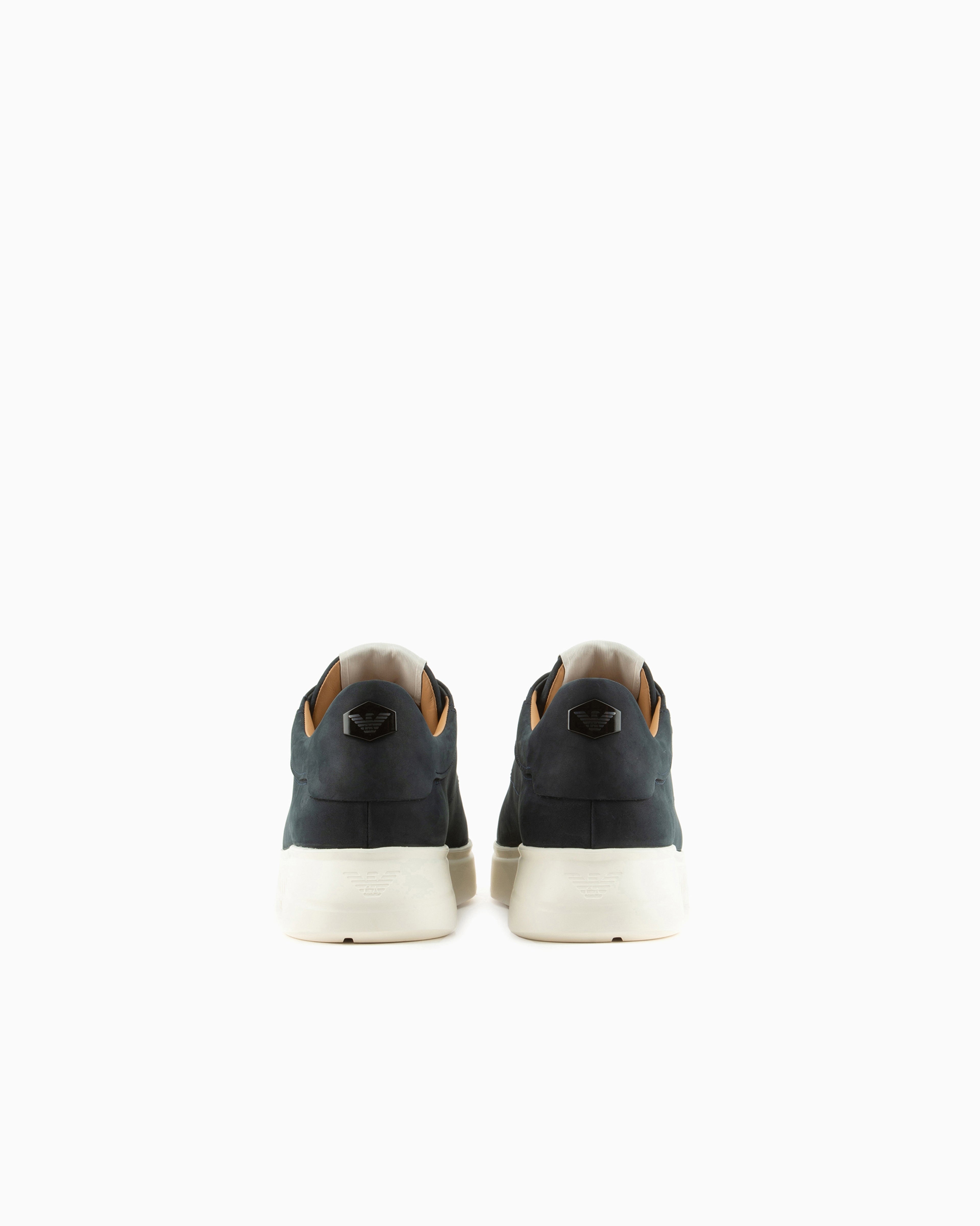 Emporio Armani Sneaker With Knurled Soles In Nubuck Leather Essential Blue