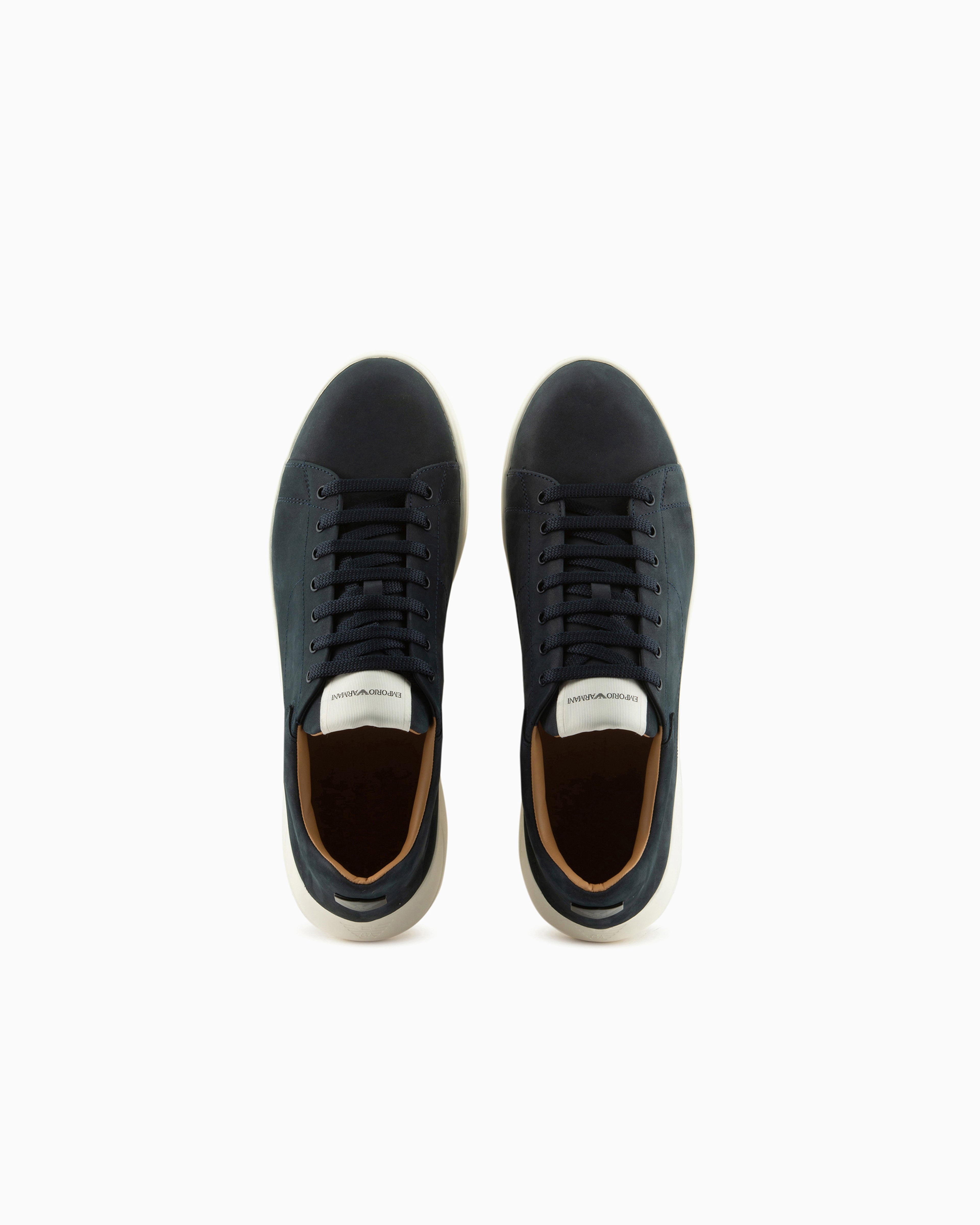 Emporio Armani Sneaker With Knurled Soles In Nubuck Leather Essential Blue
