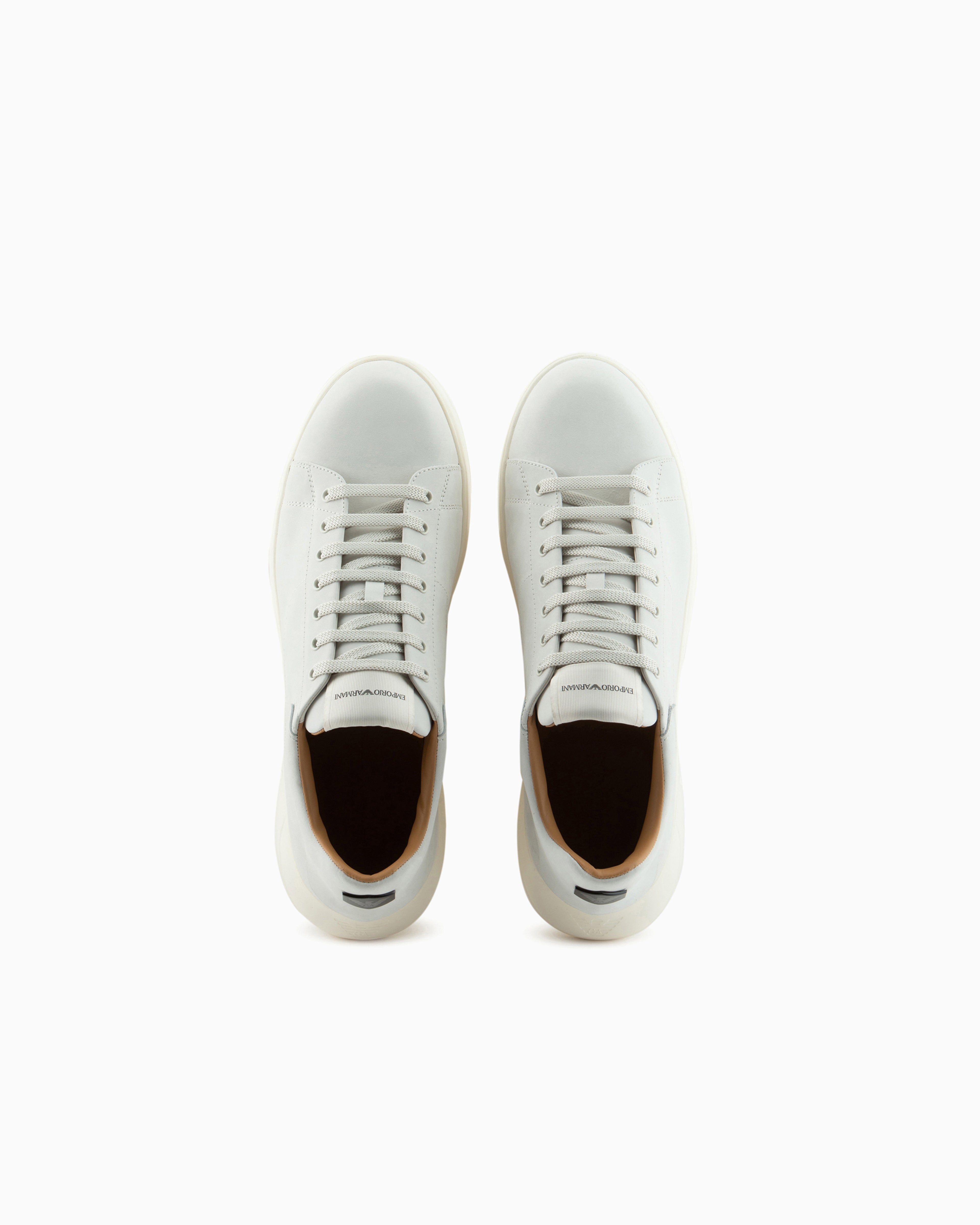 Emporio Armani Sneaker With Knurled Soles In Nubuck Leather Essential White