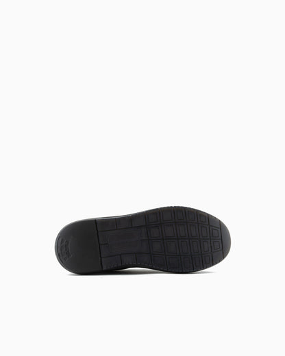Emporio Armani Leather Sneakers With Side Logo Black