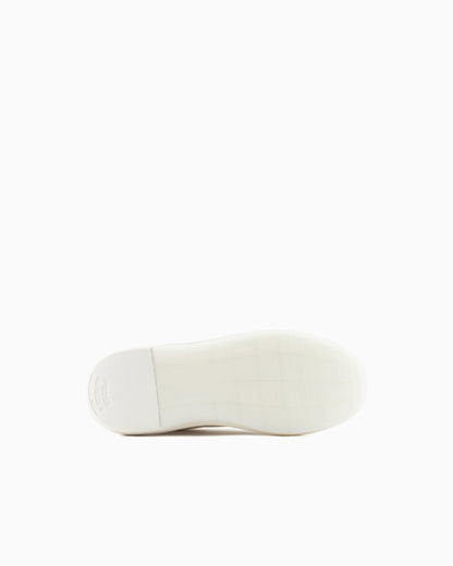 Emporio Armani Leather Sneakers With Side Logo White