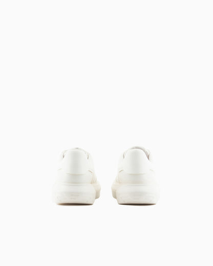 Emporio Armani Leather Sneakers With Side Logo White