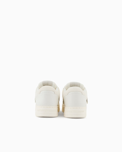 Emporio Armani Leather And Mesh Sneakers With Contrasting Details White