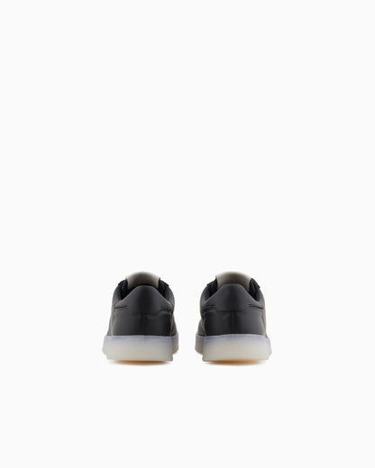 Emporio Armani Leather Sneakers With Semi-Transparent Sole Black