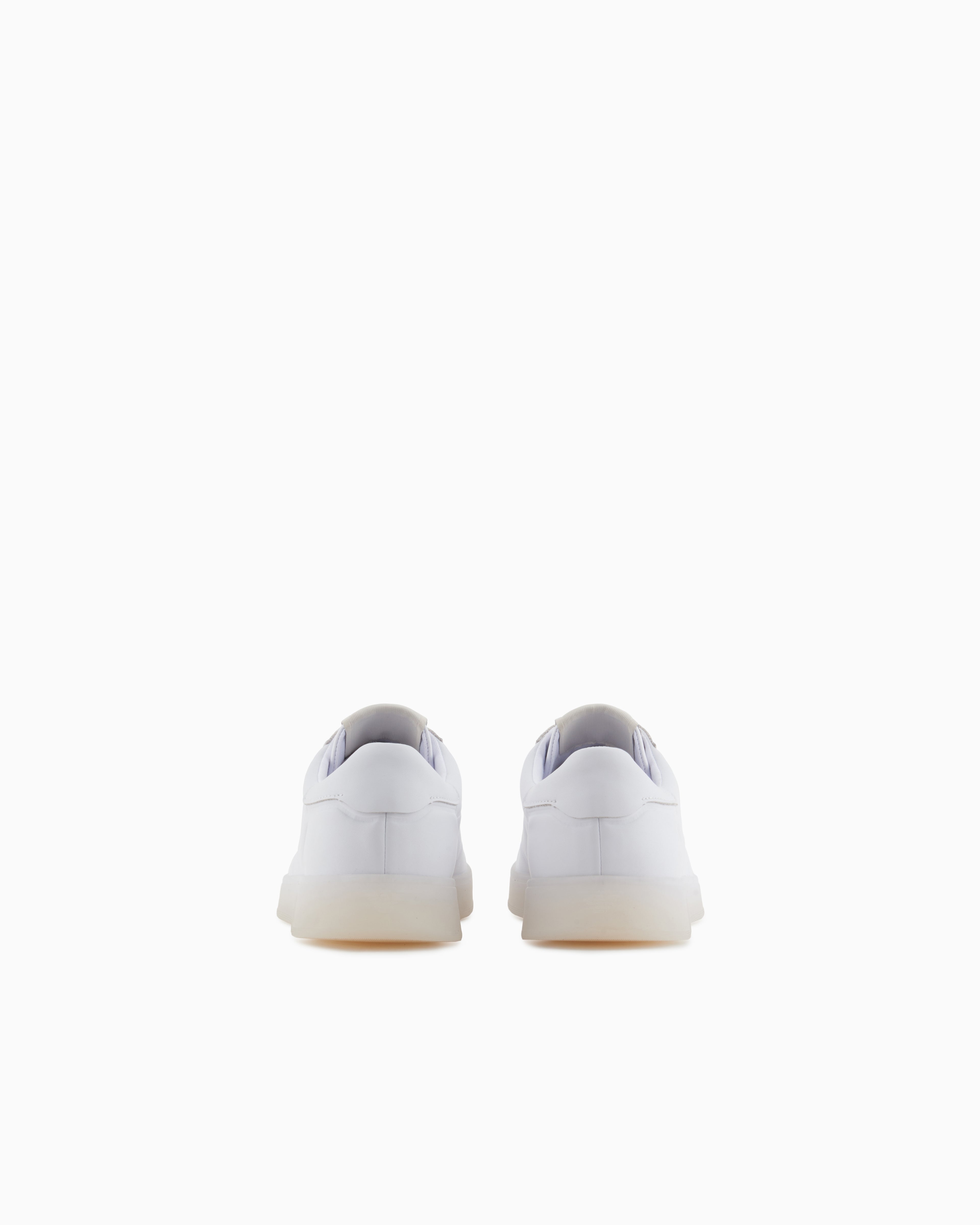 Emporio Armani Leather Sneakers With Semi-Transparent Sole White