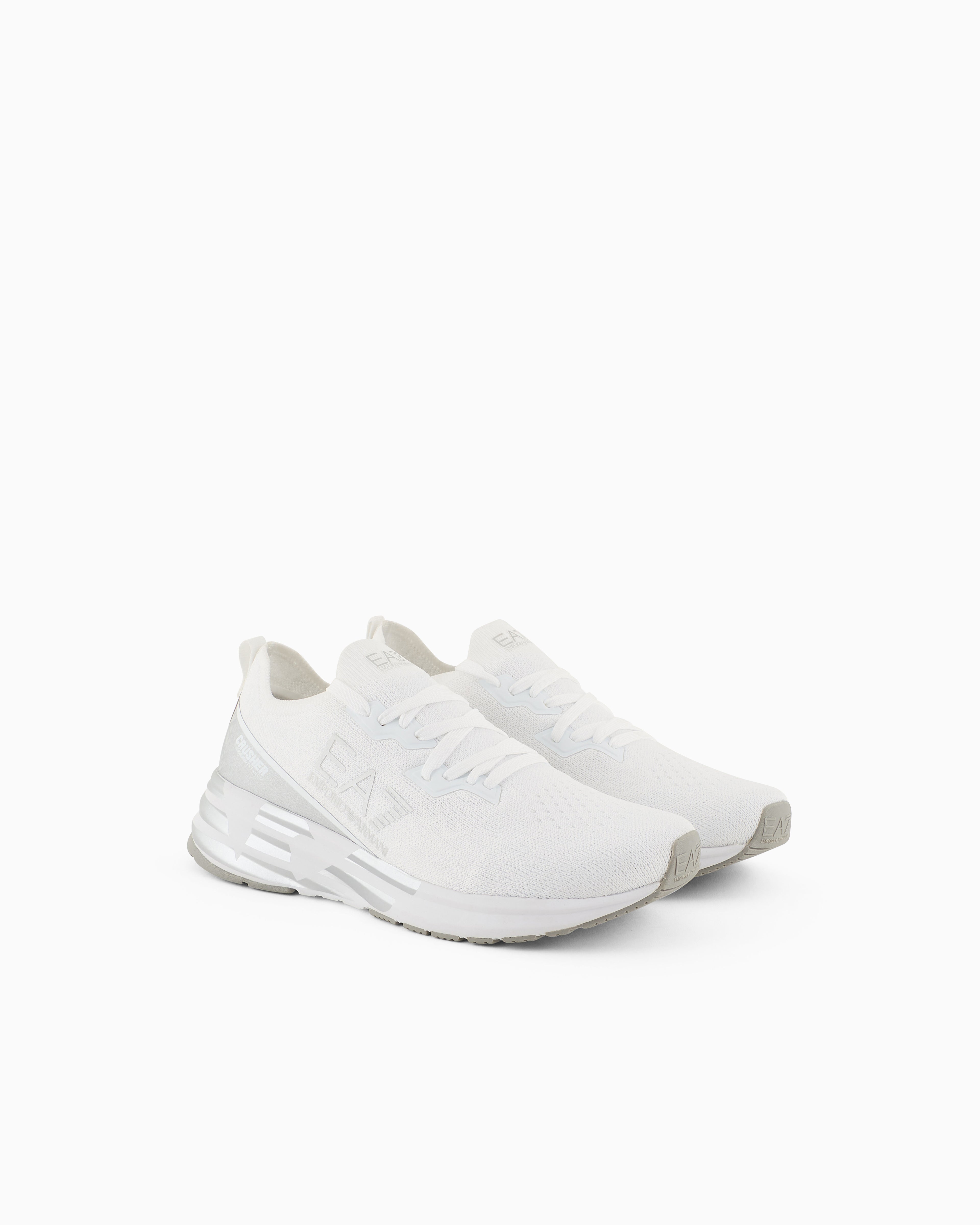 Ea7 Crusher Distance Knit Sneakers White