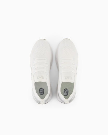 Ea7 Mesh Sneaker For Running With Cushioned Rubber Sole White