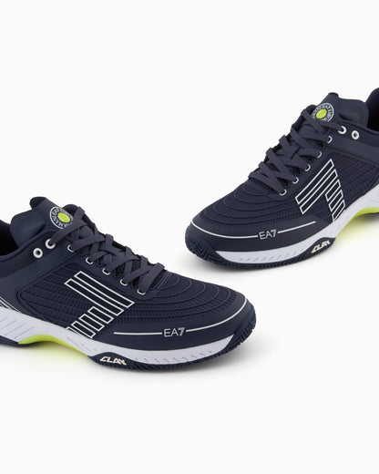 Ea7 Tennis Sneaker In Fabric With Rubber Sole New Tennis Clay Blue