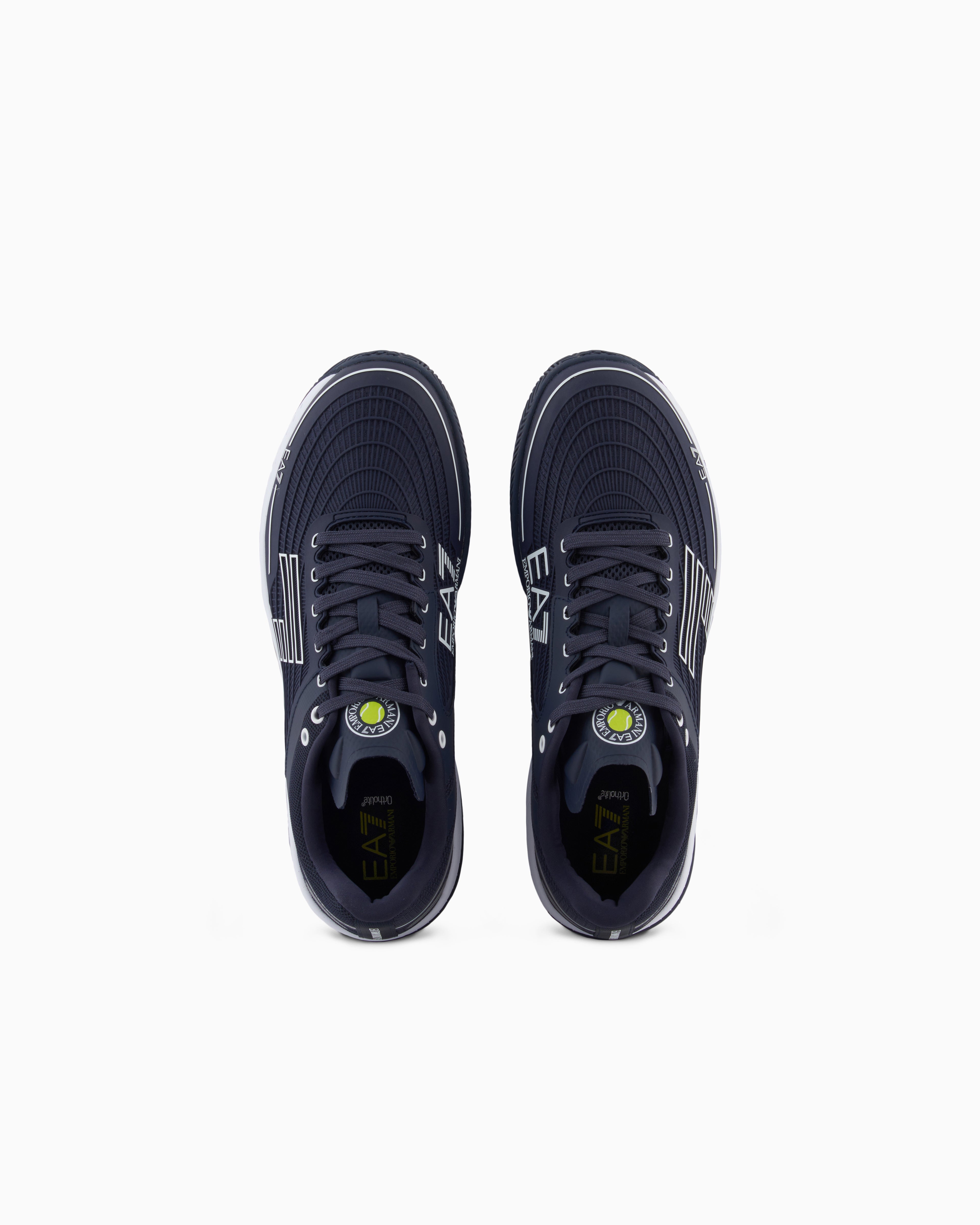 Ea7 Tennis Sneaker In Fabric With Rubber Sole New Tennis Clay Blue