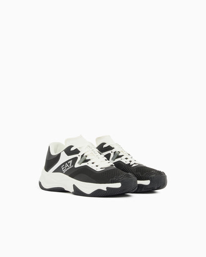 Ea7 Running Sneaker With A Breathable Mesh Upper New Padel Black