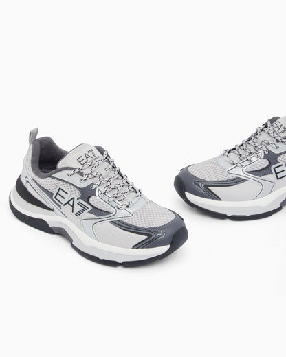 Ea7 Sneaker Predator In Mesh And Tumbled Leather Blue