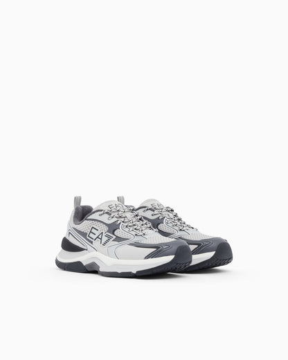 Ea7 Sneaker Predator In Mesh And Tumbled Leather Blue
