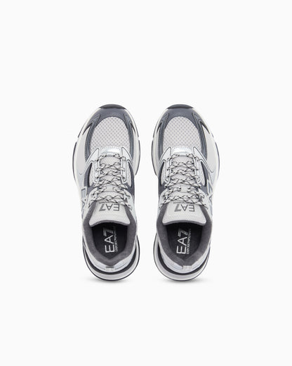 Ea7 Sneaker Predator In Mesh And Tumbled Leather Blue