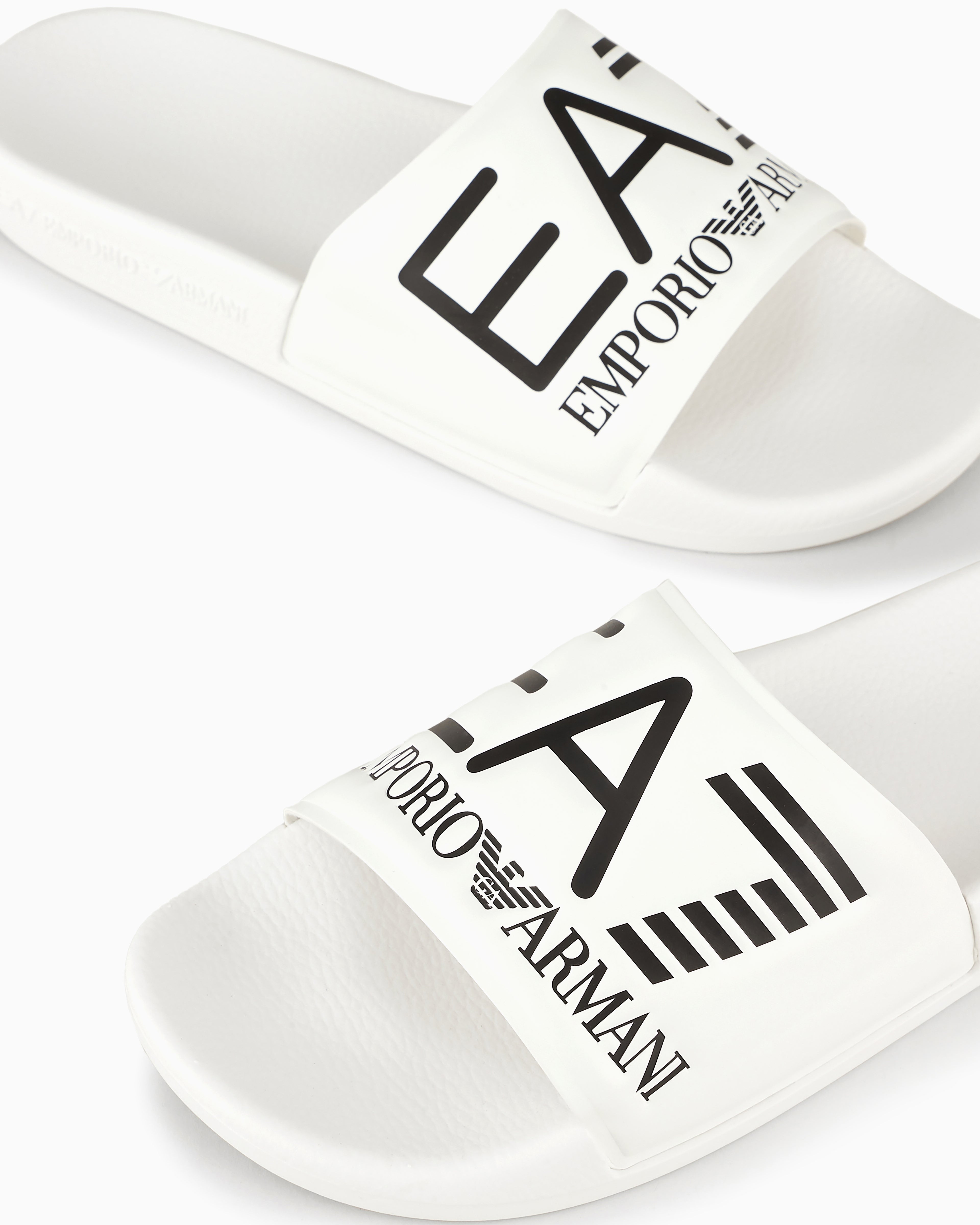 Ea7 Sliders With Oversized Logo White