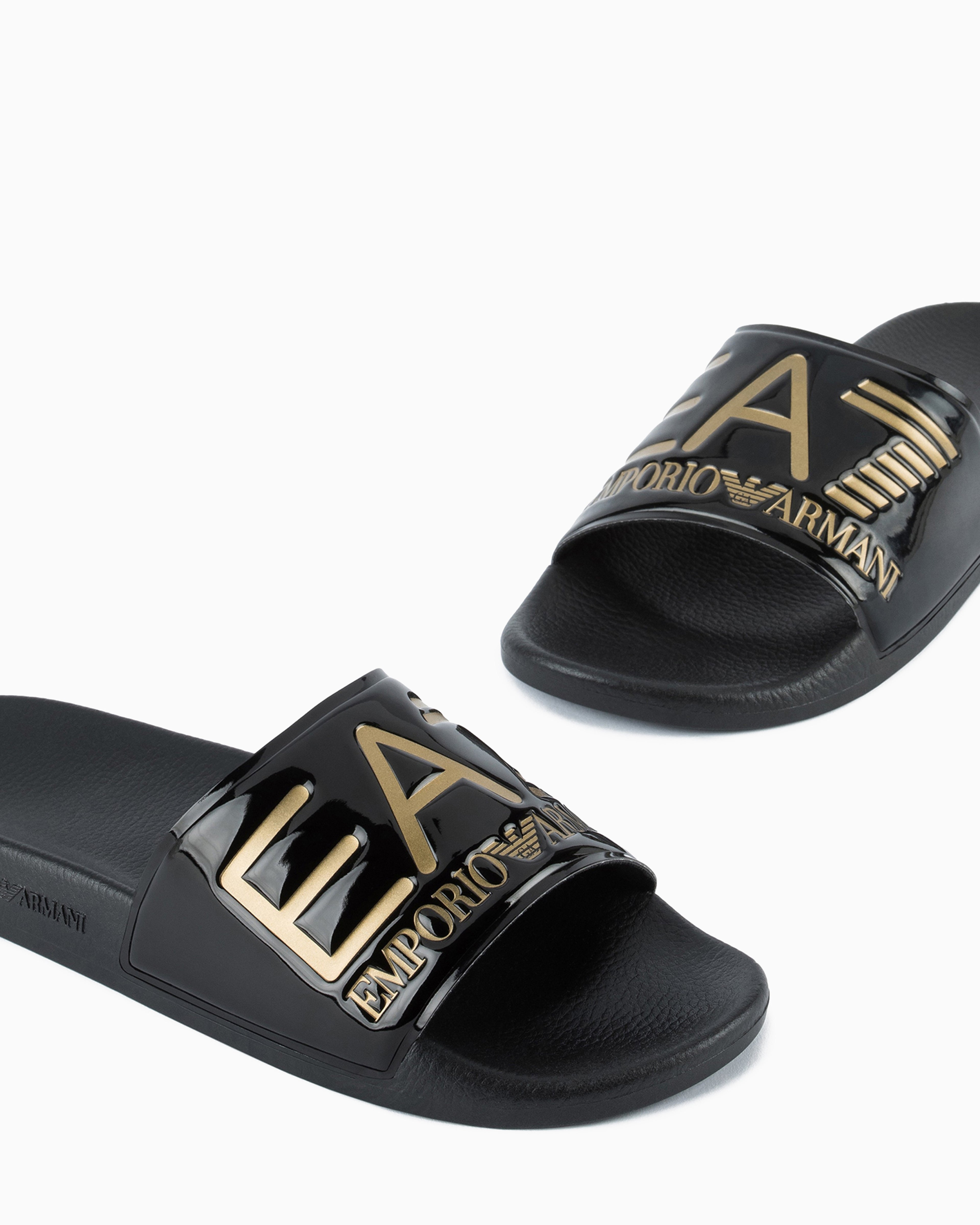 Ea7 Sliders With Oversized Logo Black