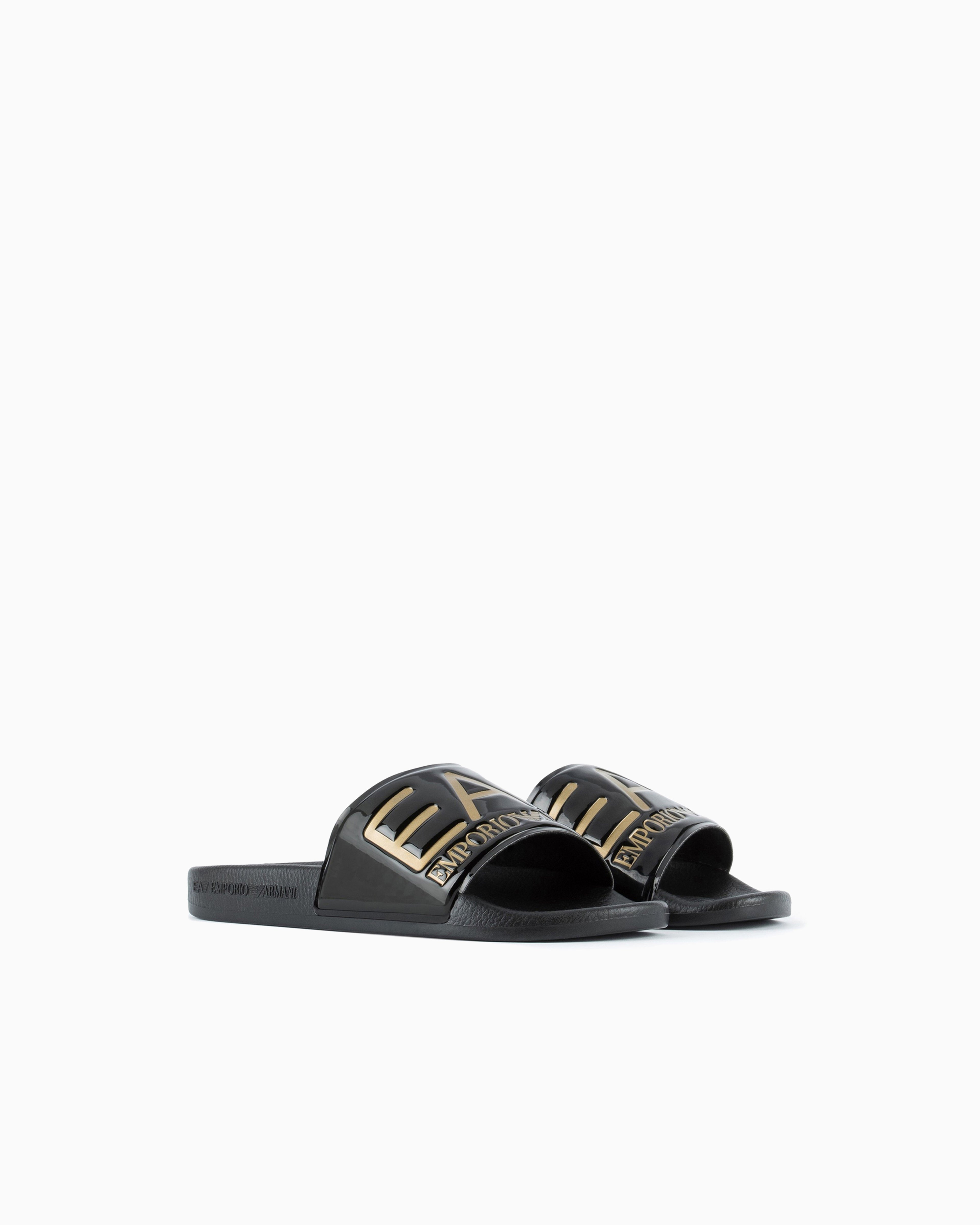 Ea7 Sliders With Oversized Logo Black