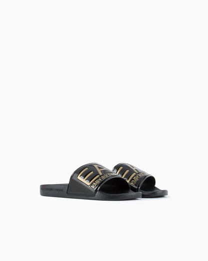 Ea7 Sliders With Oversized Logo Black