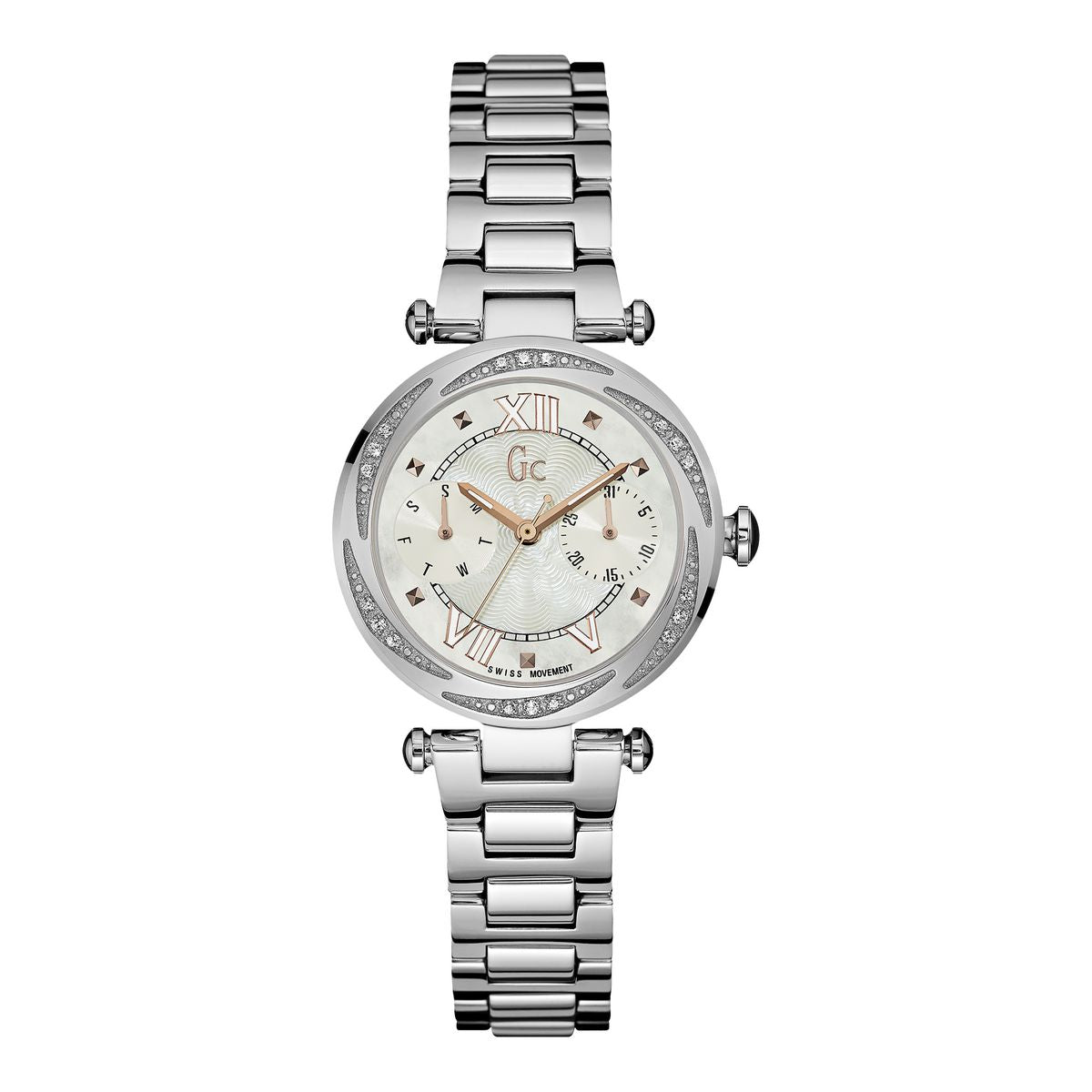 Gc Lady Chic White Round Dial Quartz Analog Women Watch Y06111L1