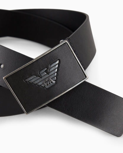 Emporio Armani Leather belt with eagle plate