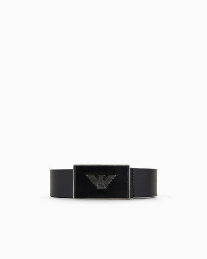 Emporio Armani Leather belt with eagle plate