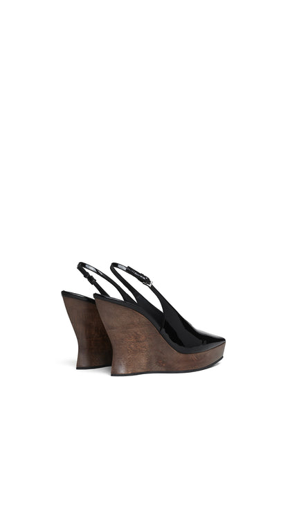 Alaïa Clogs Wedge Slingbacks In Patent Calfskin