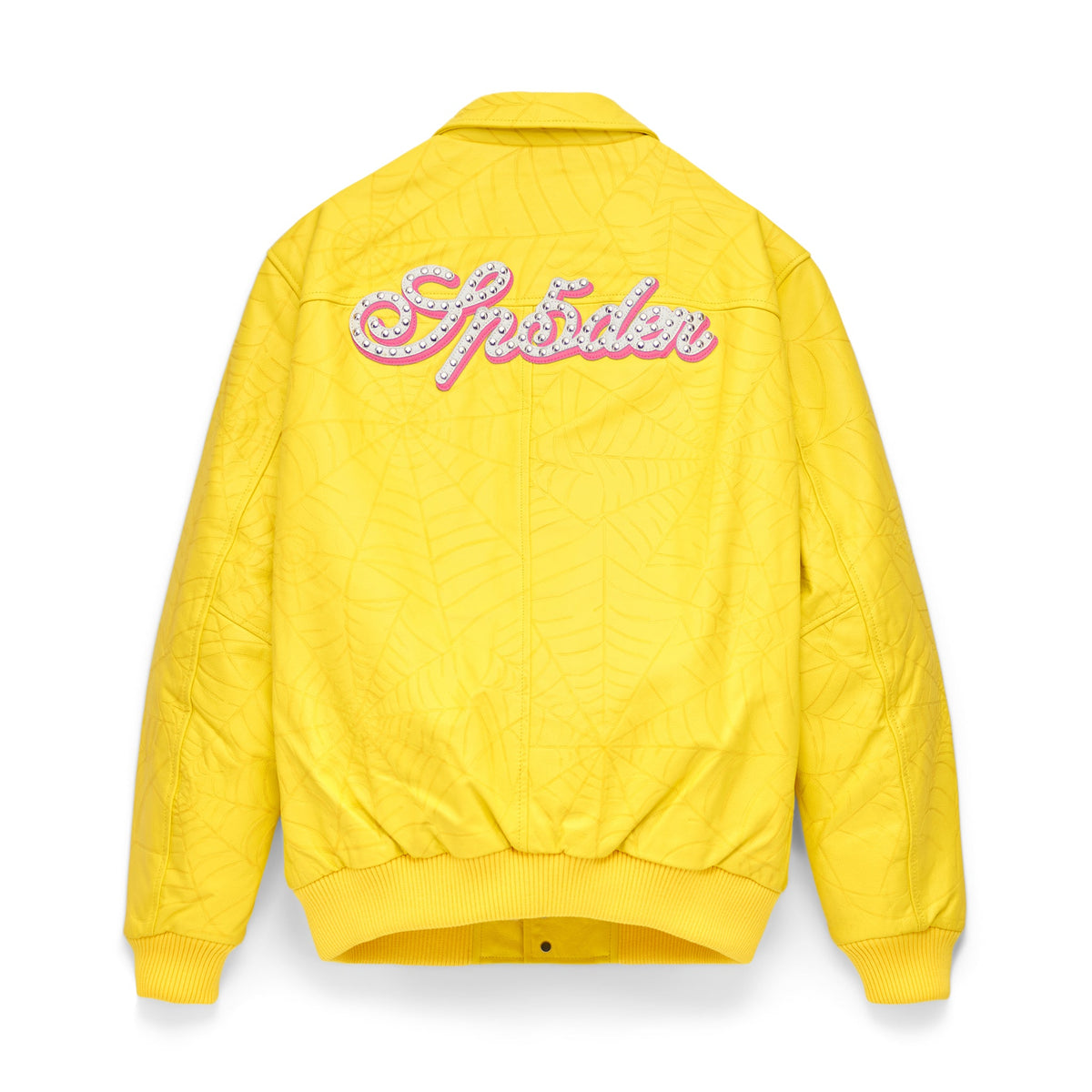 Sp5der Debossed WEB Leather Jacket