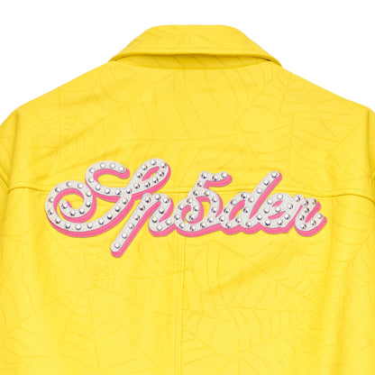 Sp5der Debossed WEB Leather Jacket