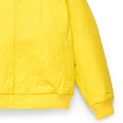 Sp5der Debossed WEB Leather Jacket