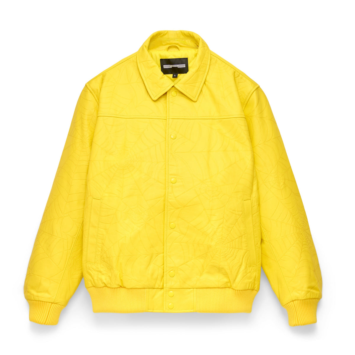 Sp5der Debossed WEB Leather Jacket